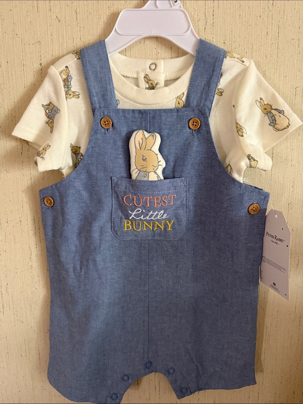 Peter Rabbit Denim Baby Romper with Bunny Tee